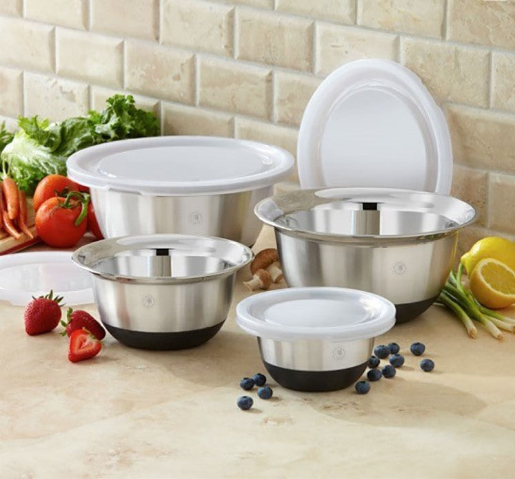 4 Piece Mixing Bowl With Silicone Base & Cover Set-304SS – VIP Customers